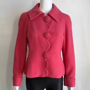 Boden Pink Scalloped Button Blazer